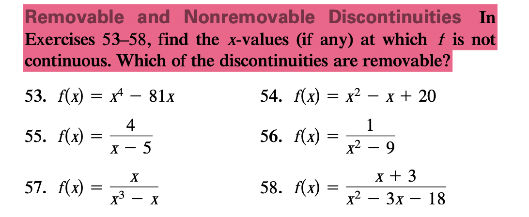 Solved Expertremovable And Nonremovable Discontinuities 9545