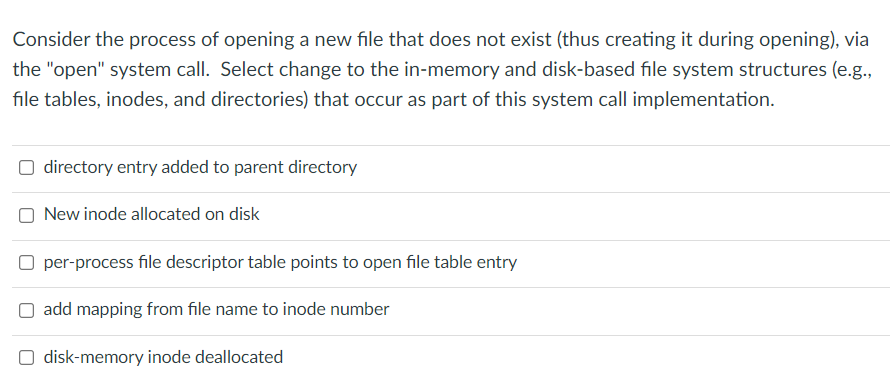 Consider the process of opening a new file that does | Chegg.com