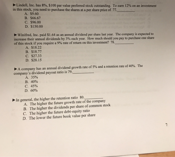 Solved Lindell, Inc. has 890, 100 par value preferred stock