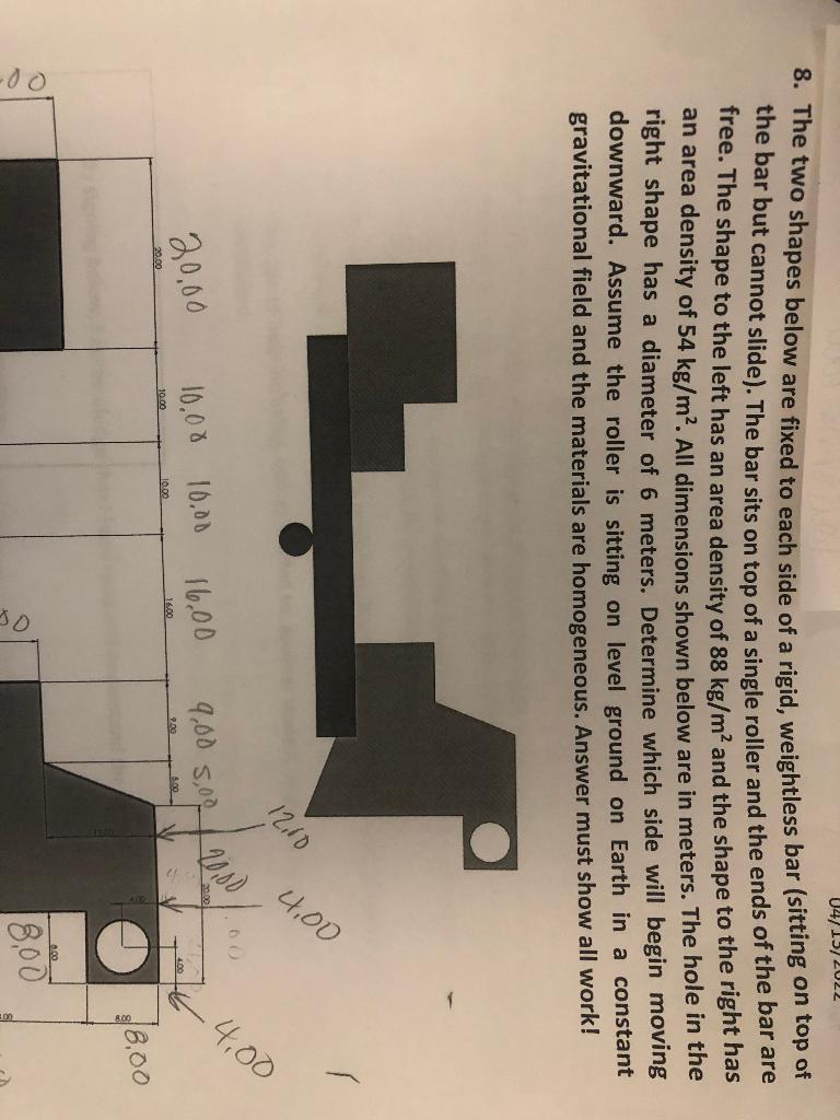 Solved Test: Ch. 8,9 8. The two shapes below are fixed to | Chegg.com