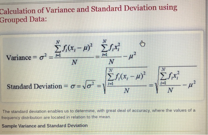 Variance Formula For Grouped Data