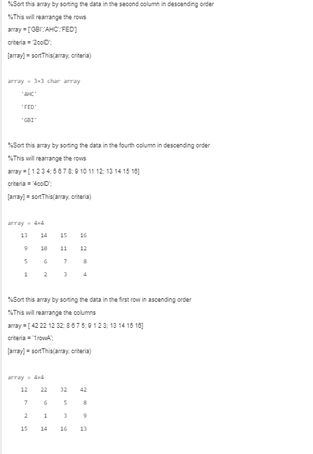 Solved %Sort This Array By Sorting The Data In The Second | Chegg.com