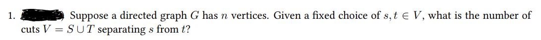 Solved 1. Suppose a directed graph G has n vertices. Given a | Chegg.com