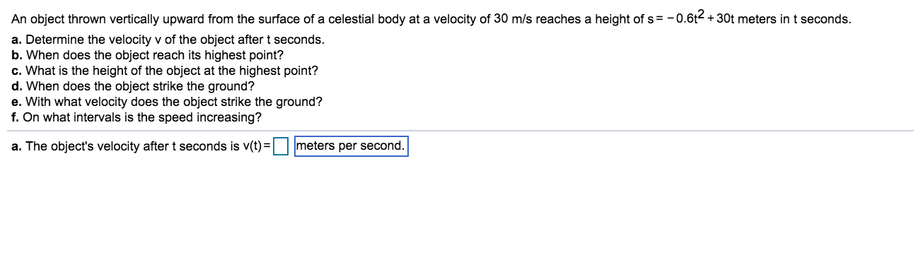 Solved An object thrown vertically upward from the surface | Chegg.com