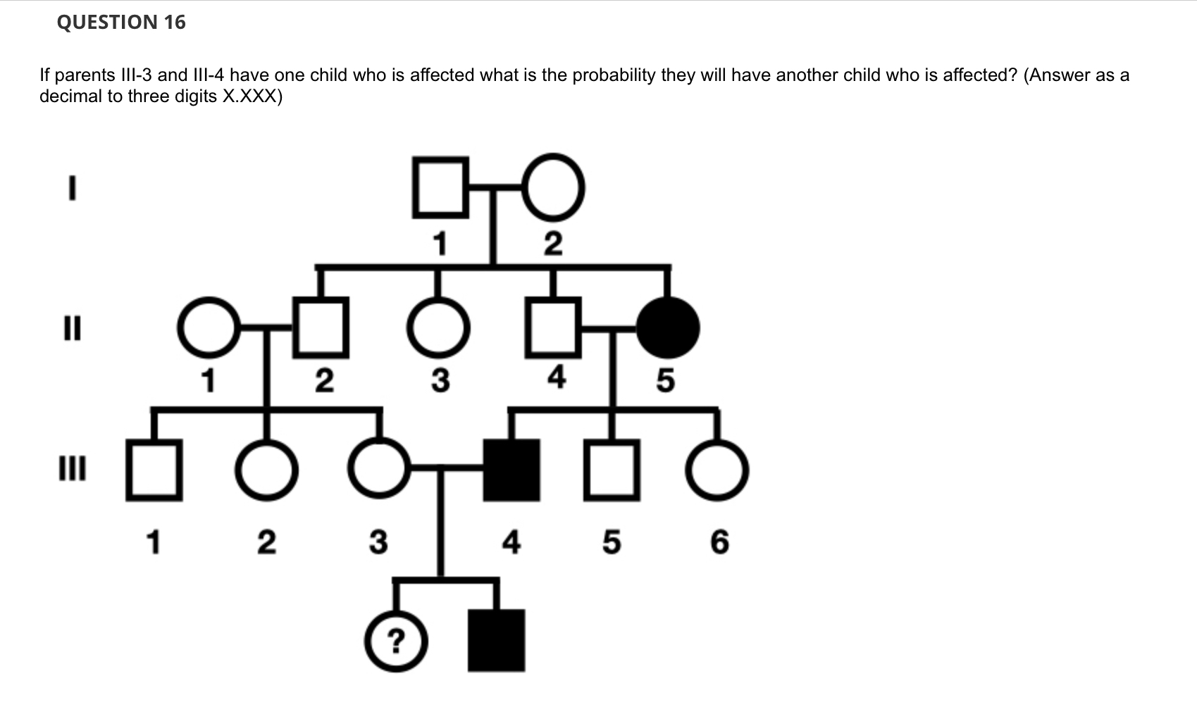 Solved If parents III-3 and III-4 have one child who is | Chegg.com