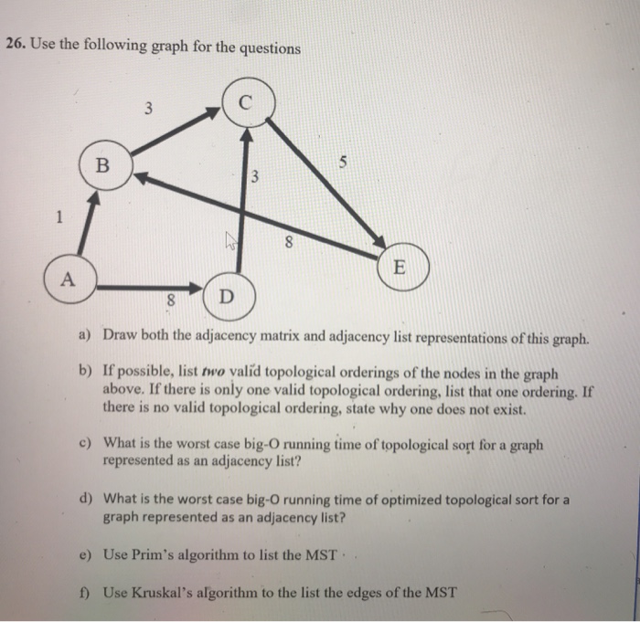 Solved 26. Use The Following Graph Or The Questions A) Draw | Chegg.com