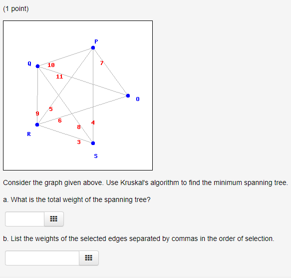 Solved 1 Point Construct A Simple Graph That Is A Tree Chegg Com