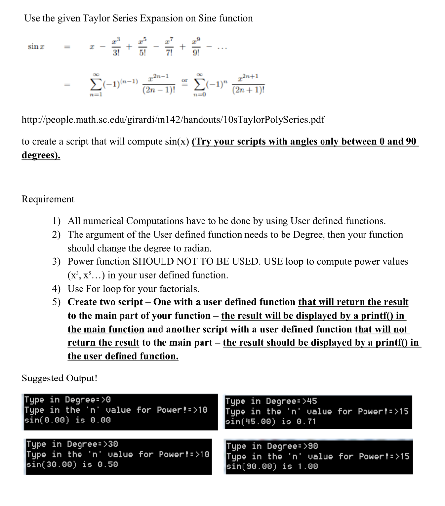 Solved Use the given Taylor Series Expansion on Sine | Chegg.com