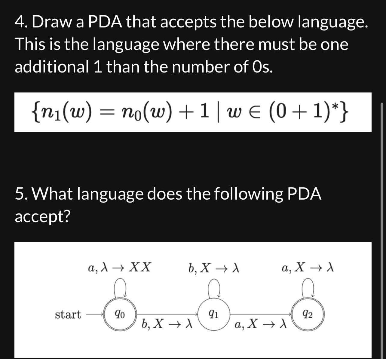 Solved 4. Draw A PDA That Accepts The Below Language This Is | Chegg ...