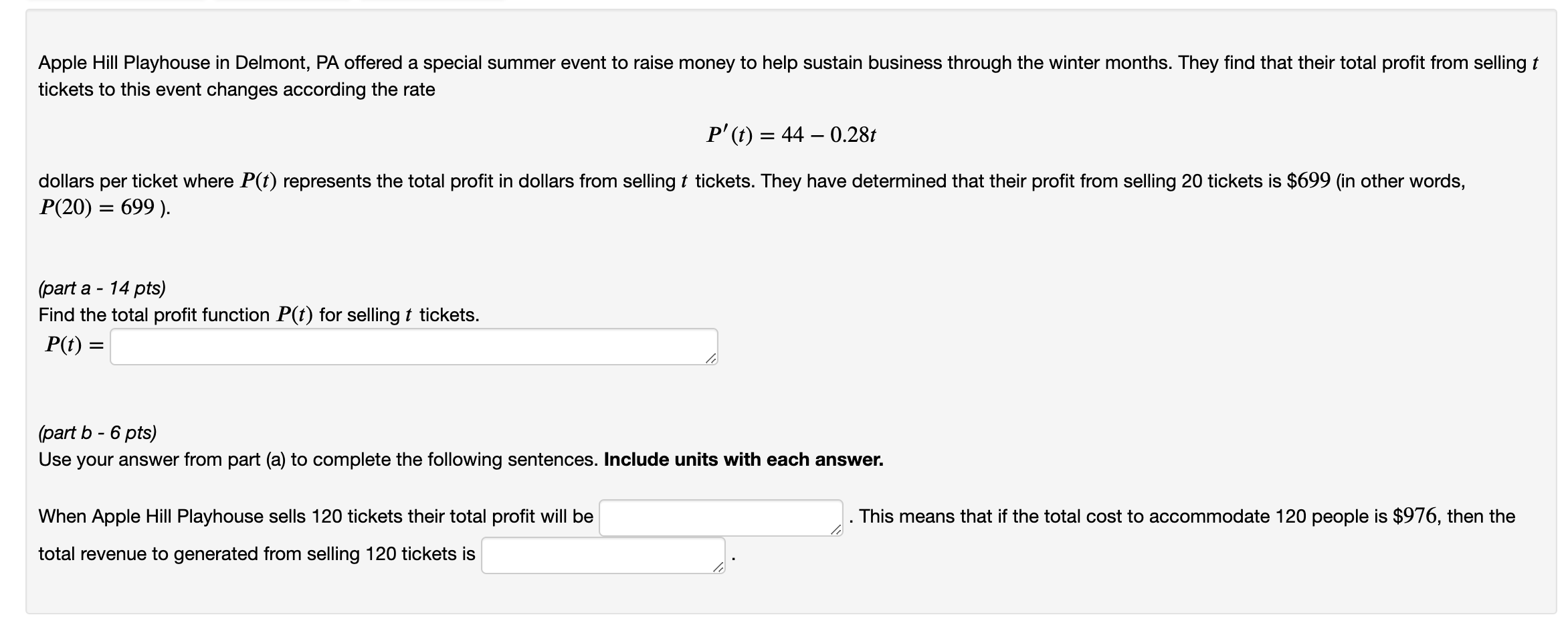 Solved Apple Hill Playhouse in Delmont, PA offered a special