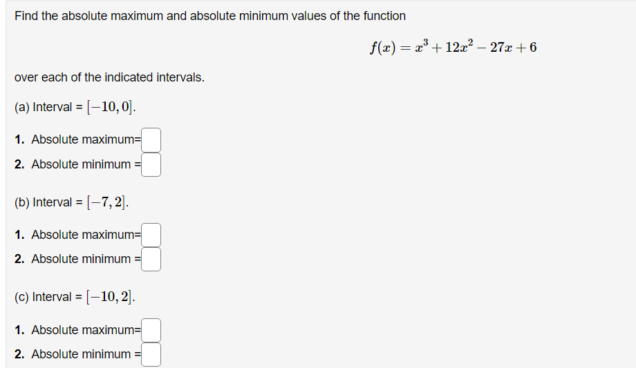 Solved Find the absolute maximum and absolute minimum values