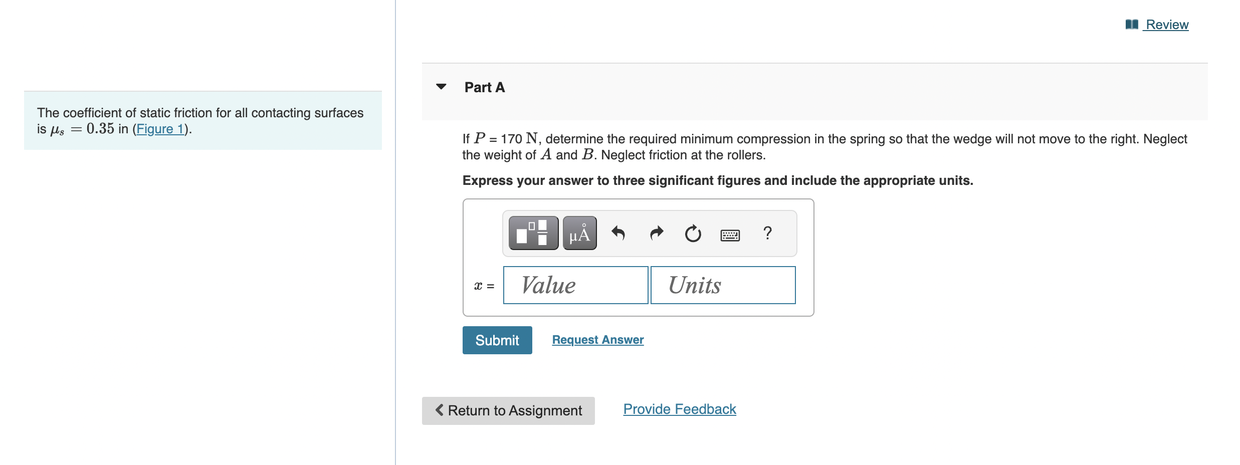Solved Figure 1 of 1The coefficient of static friction for | Chegg.com