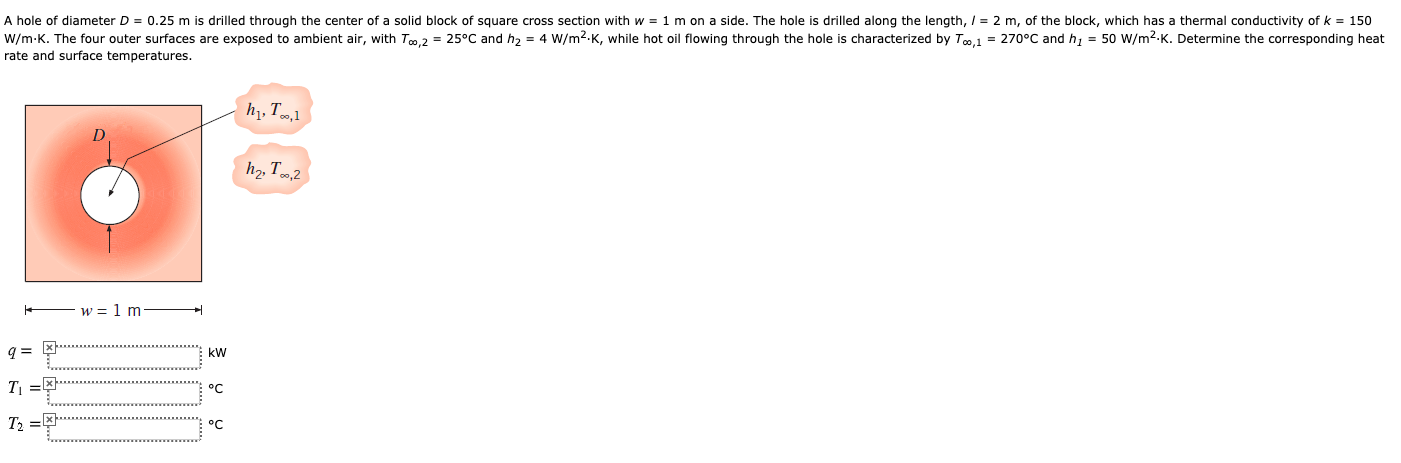 Solved A Hole Of Diameter D = 0.25 M Is Drilled Through The | Chegg.com