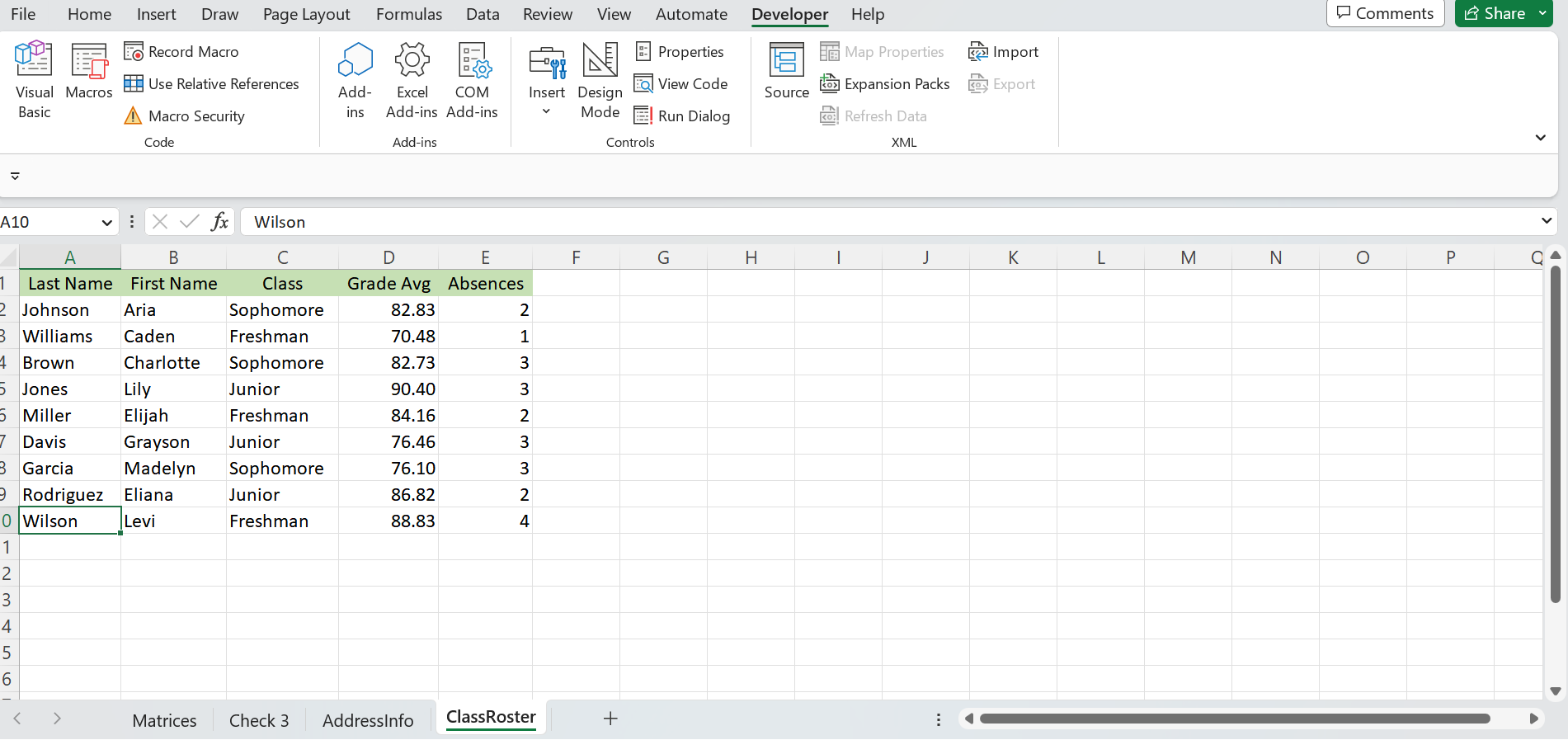 Solved 1. Use the data on sheet ClassRosterfrom workbook | Chegg.com