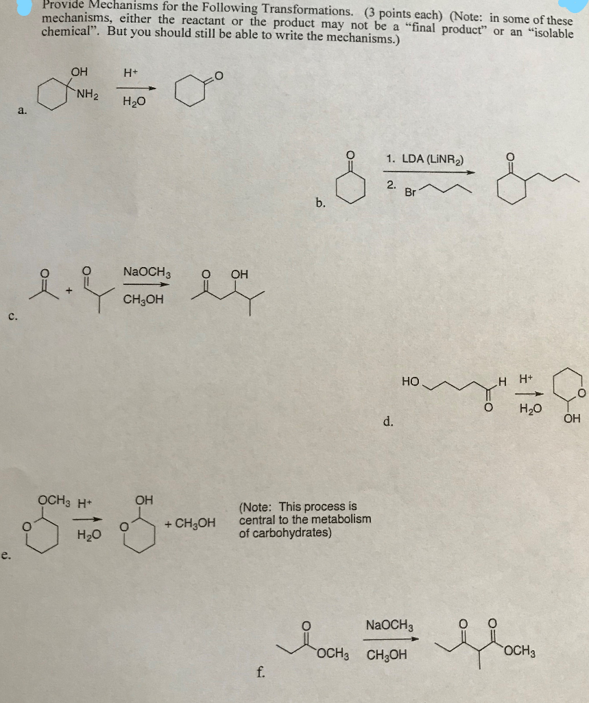 Solved Provide Mechanisms for the Following Transformations. | Chegg.com
