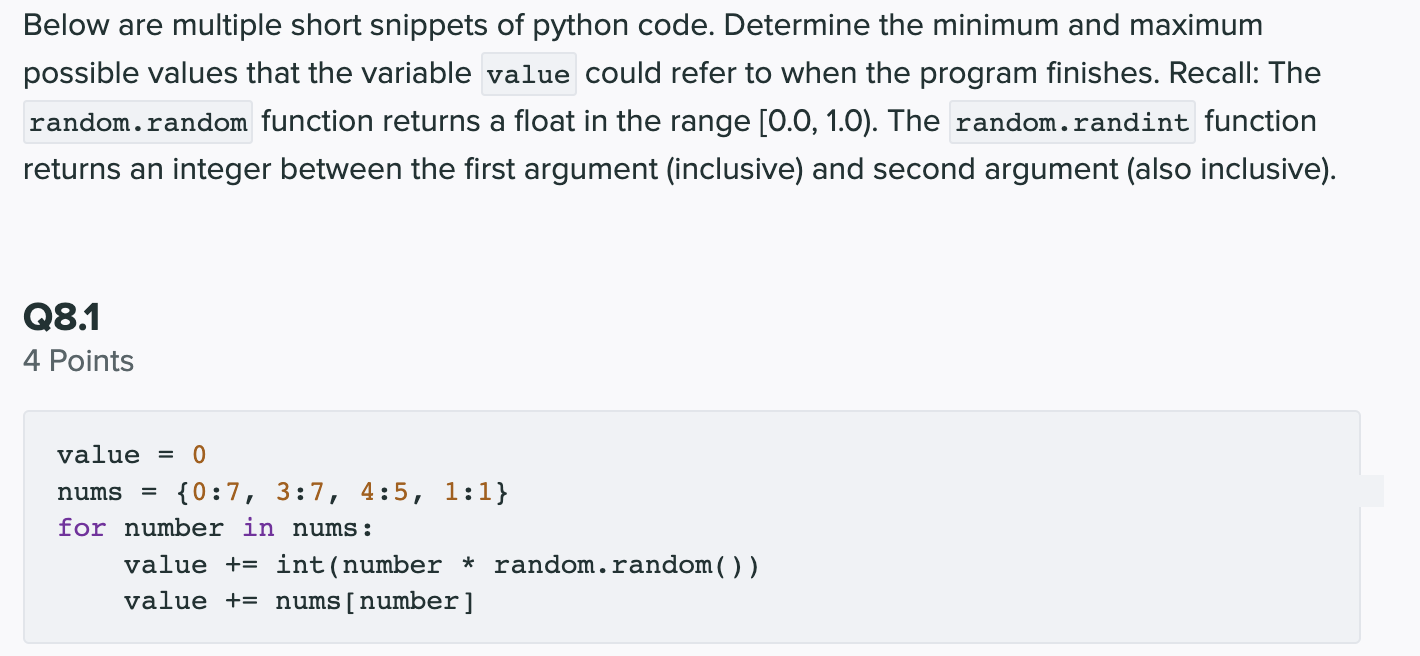 Solved Below Are Multiple Short Snippets Of Python Code. | Chegg.com