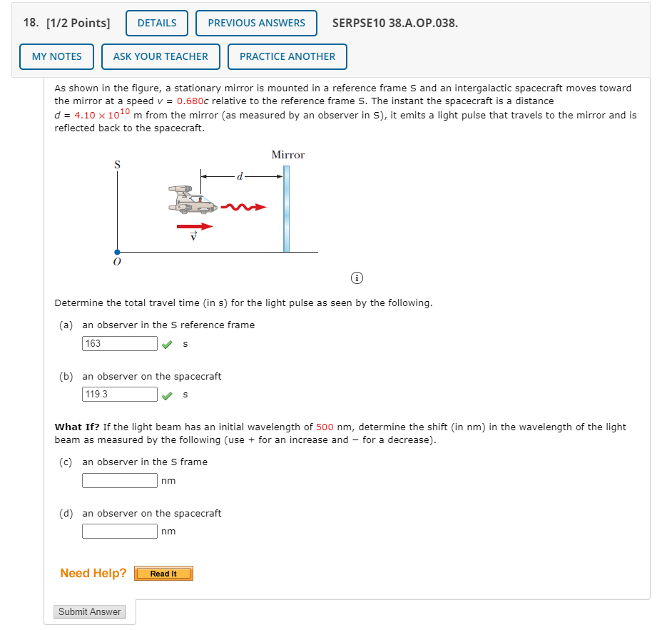 Solved Need help with the What If? What If? If the light | Chegg.com