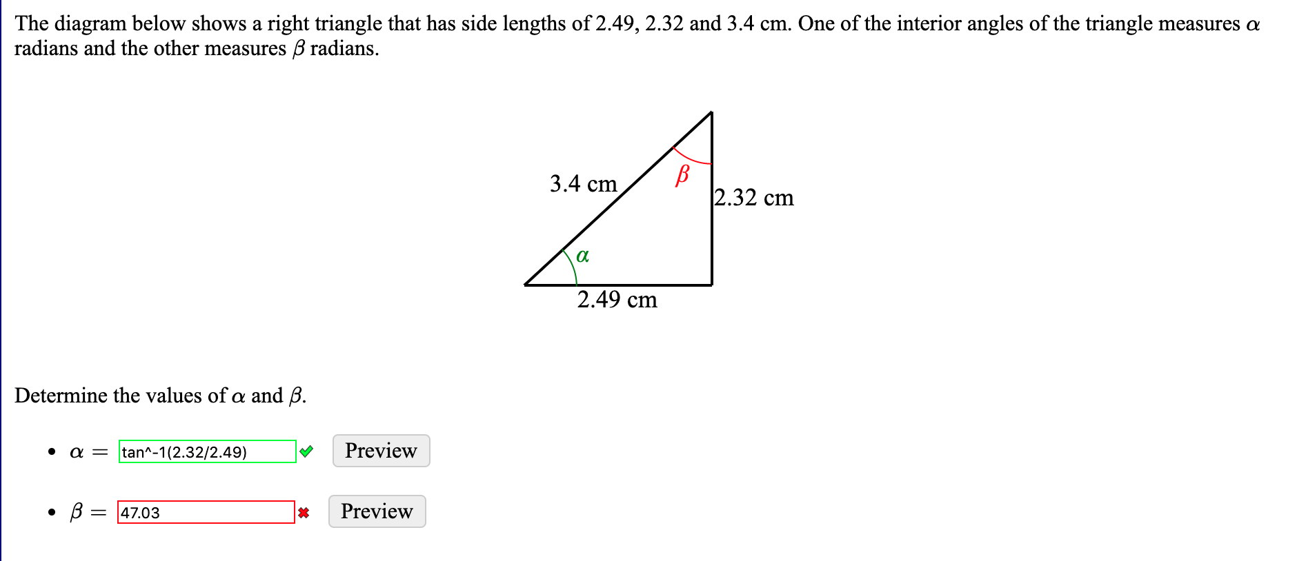 Solved The diagram below shows a right triangle that has