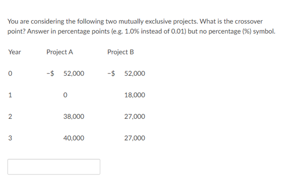 Solved You are considering the following two mutually | Chegg.com