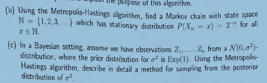 (b) Using The Metropolis-Hastings Algorithm, Find A | Chegg.com