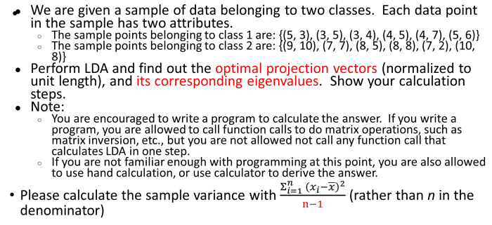 We are given a sample of data belonging to two | Chegg.com