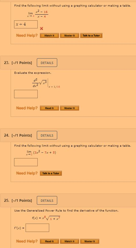 Solved Find The Following Limit Without Using A Graphing | Chegg.com