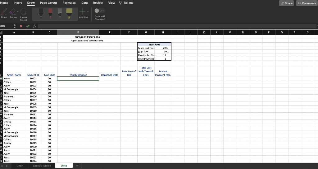 Solved c. Click the Lookup Table worksheet, Assign the range | Chegg.com