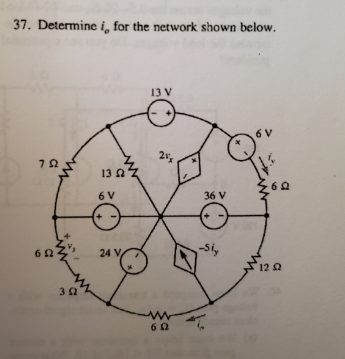 Solved 37. Determine i, for the network shown below. 3 94 | Chegg.com