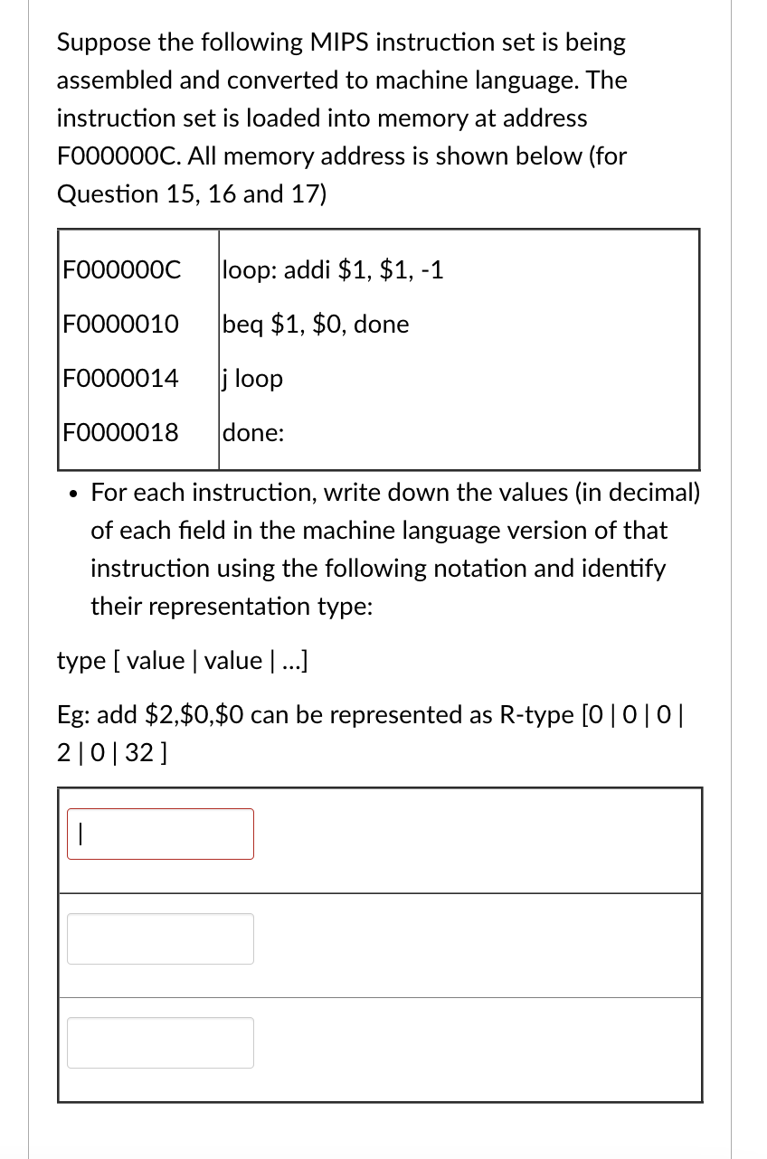 Solved Suppose the following MIPS instruction set is being | Chegg.com