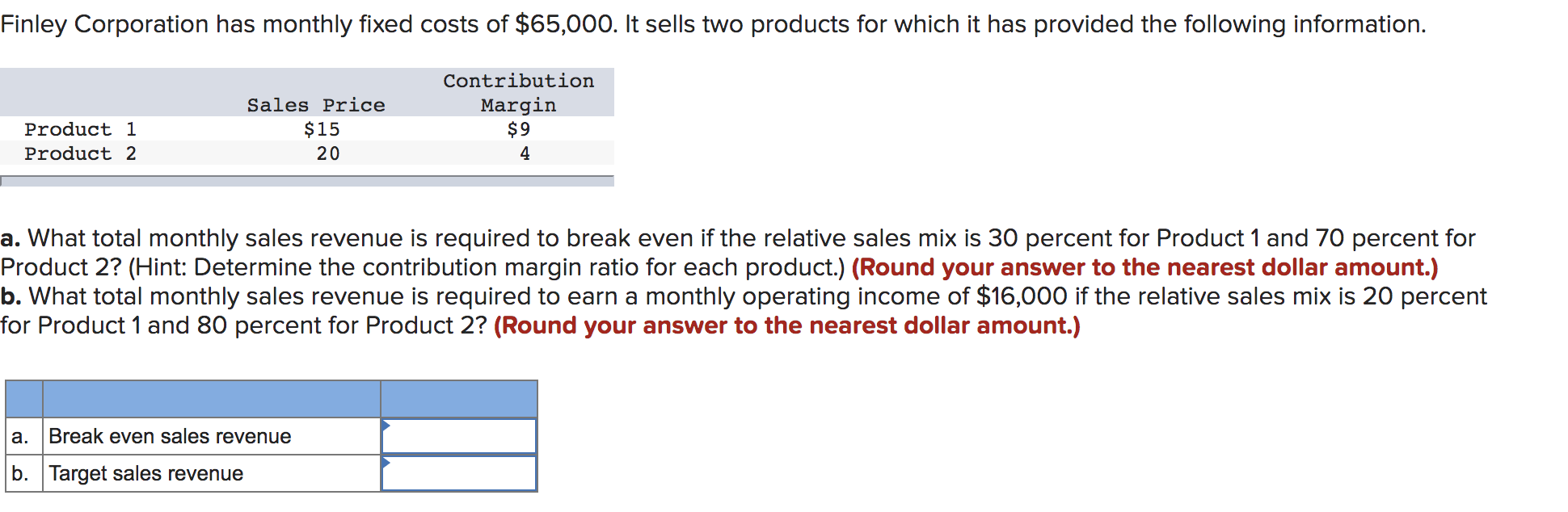 Solved a. What total monthly sales revenue is required to | Chegg.com