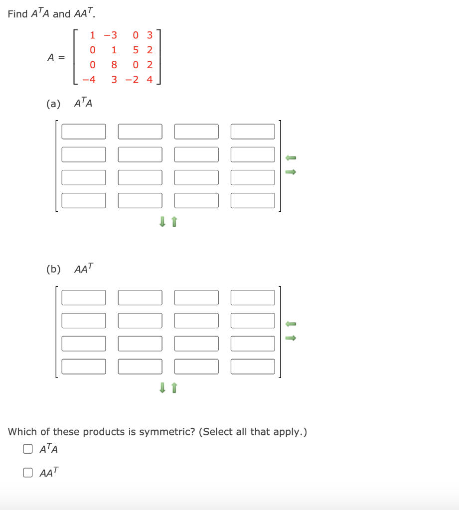 Solved Find Ata And t A 1 3 03 0 1 5 2 0 8 02 4 3 Chegg Com