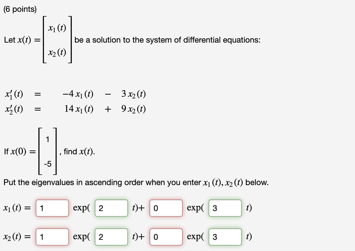 Solved (b Points) Let X(t)=[x1(t)x2(t)] Be A Solution To The | Chegg.com