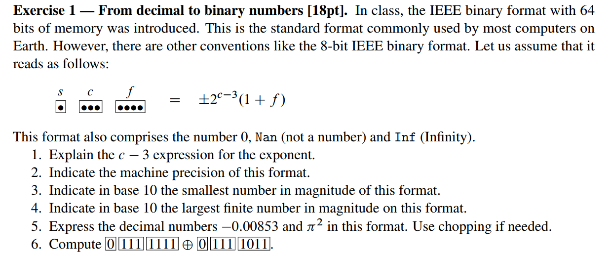 Solved Exercise 1 — From decimal to binary numbers [18pt). | Chegg.com