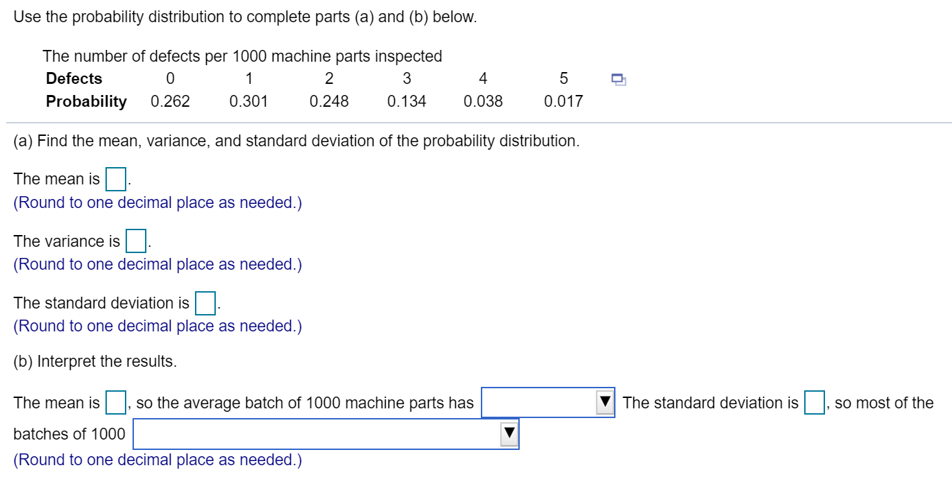 Solved Use the probability distribution to complete parts