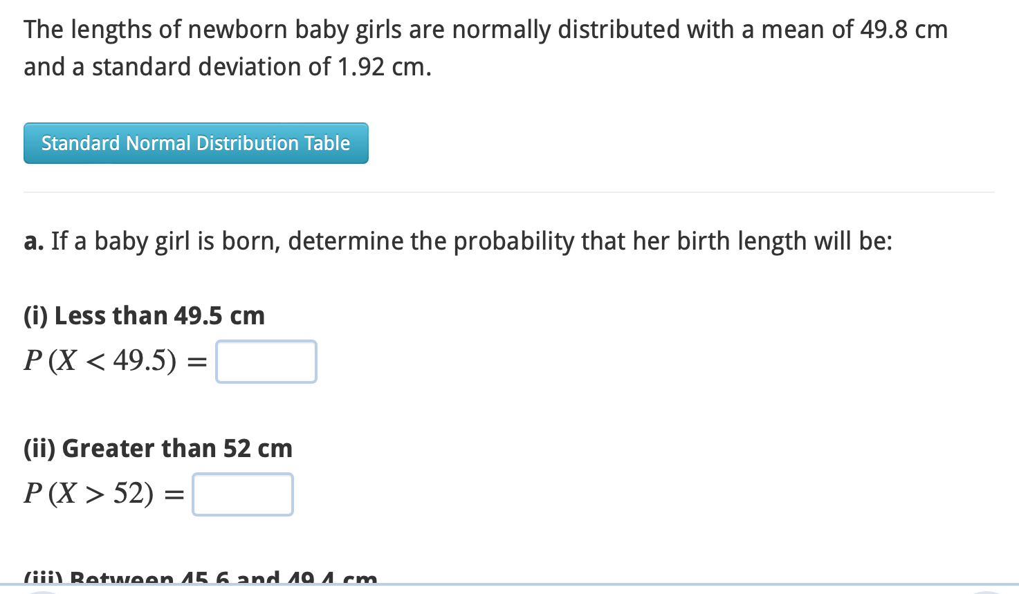 Solved The lengths of newborn baby girls are normally
