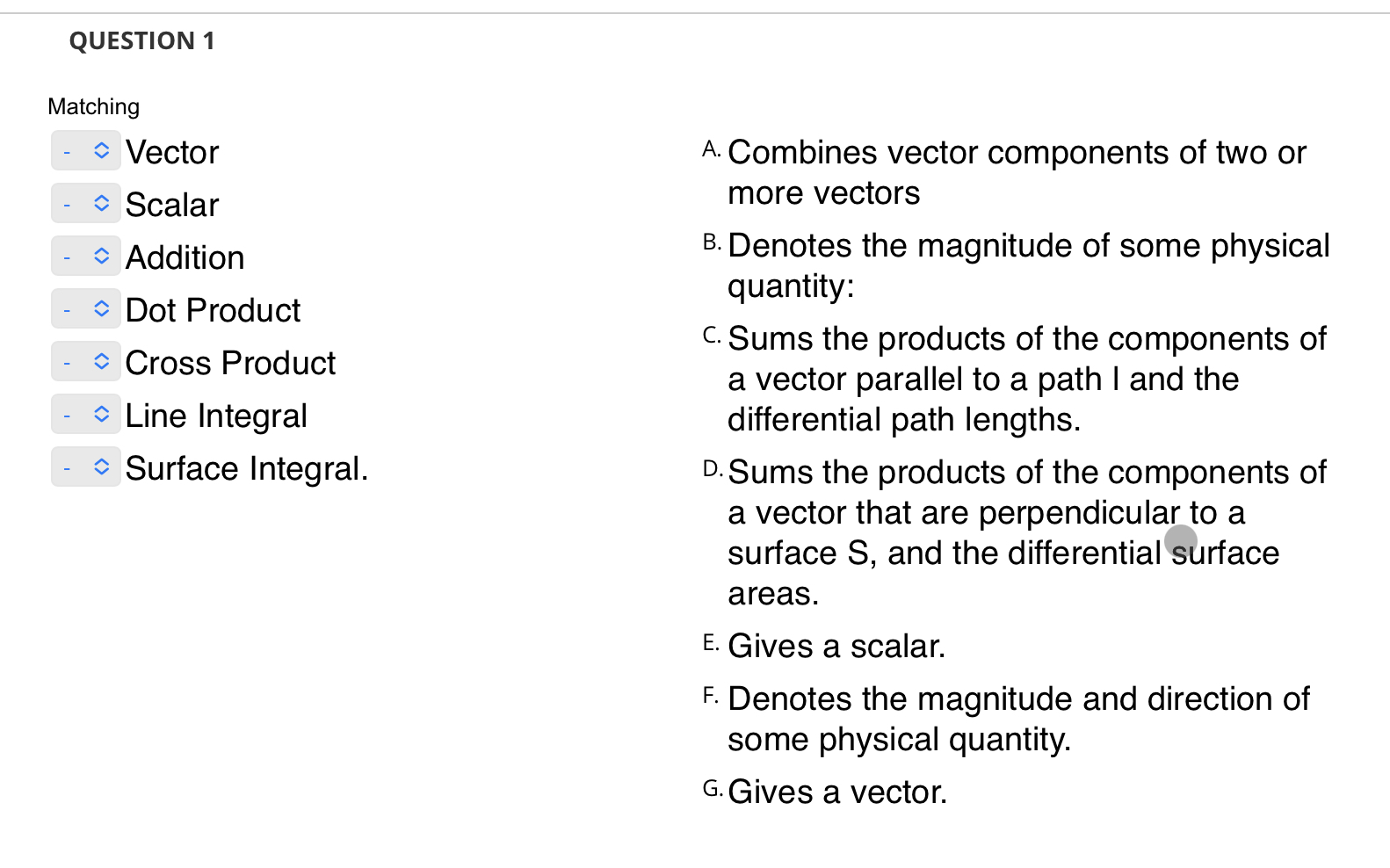 Solved A. Combines vector components of two or more vectors | Chegg.com