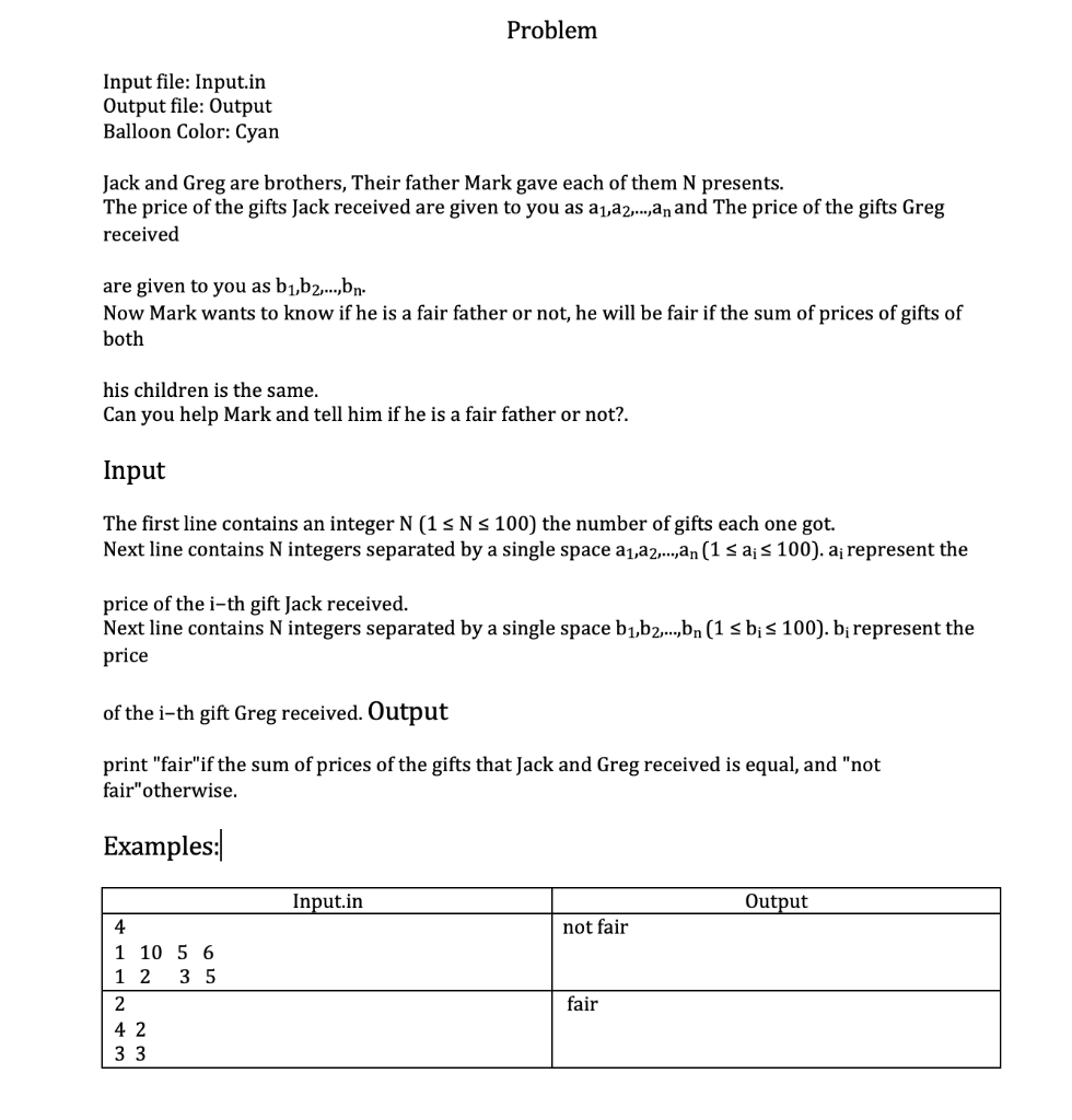 Solved Problem Input File: Input.in Output File: Output | Chegg.com ...