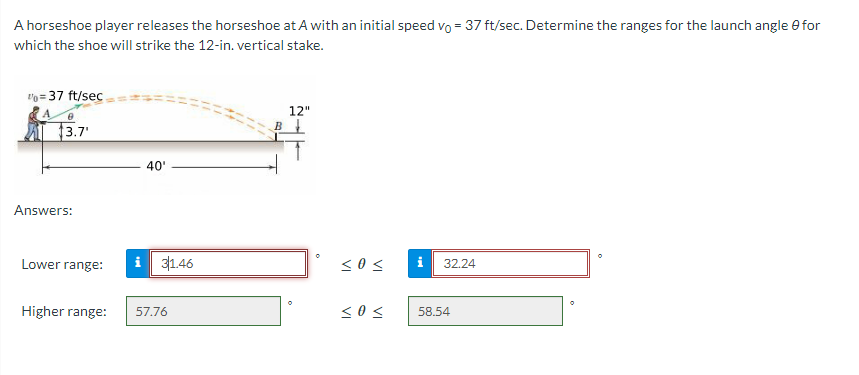 Solved A horseshoe player releases the horseshoe at A with | Chegg.com