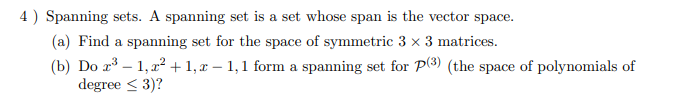 spanning set of a vector space examples