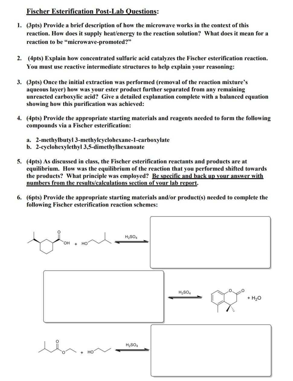 investigative question for esterification experiment pdf