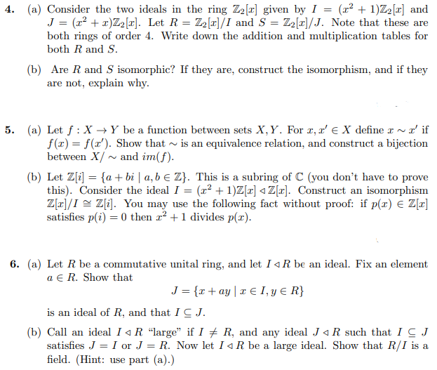 Solved 4 A Consider The Two Ideals In The Ring Z2 X G Chegg Com