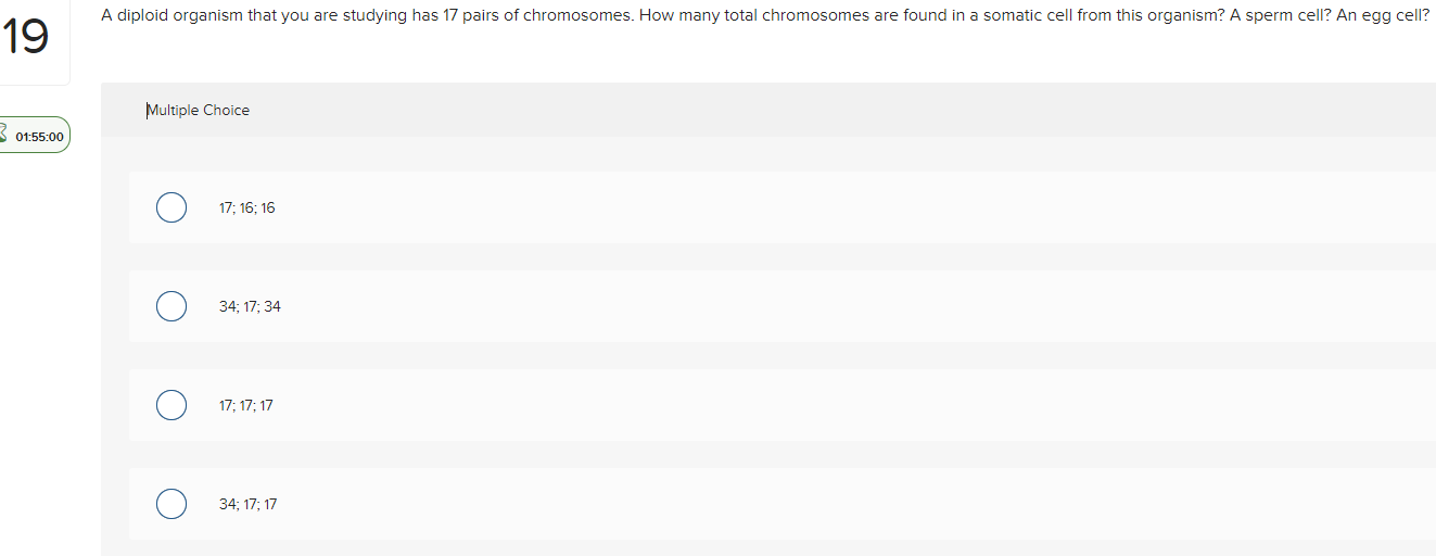 Solved A diploid organism that you are studying has 17 pairs | Chegg.com