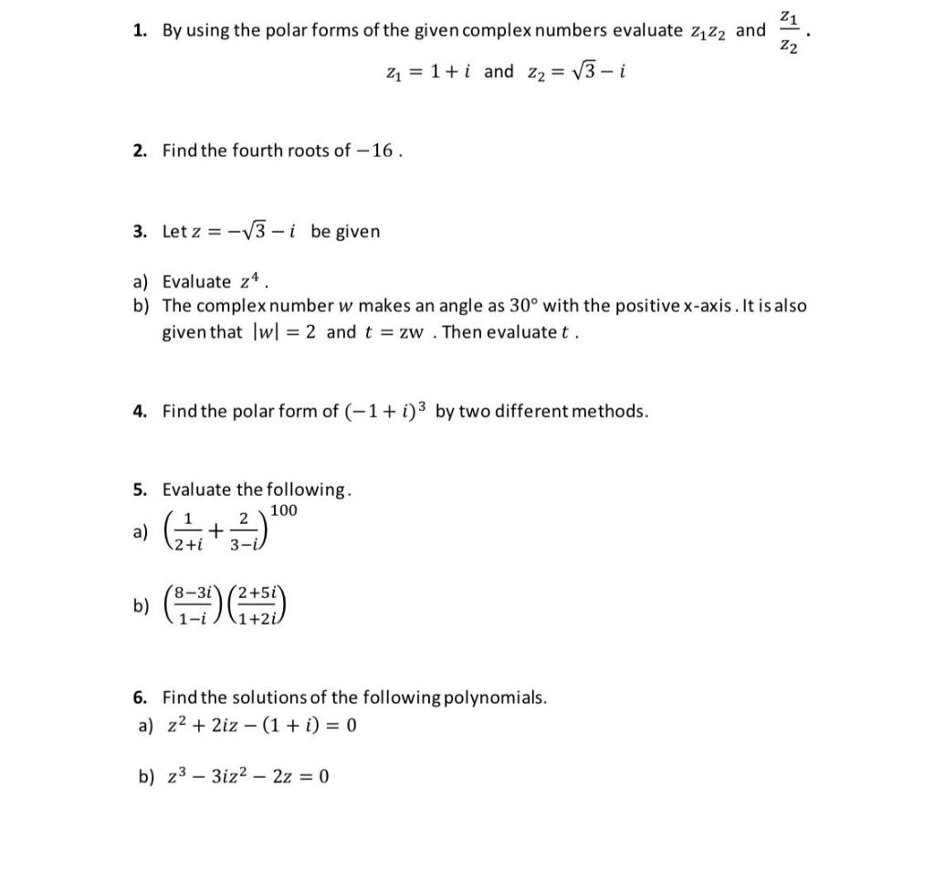 Solved 21 1. By using the polar forms of the given complex | Chegg.com