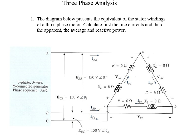 Solved Three Phase Analysis 1. The diagram below presents