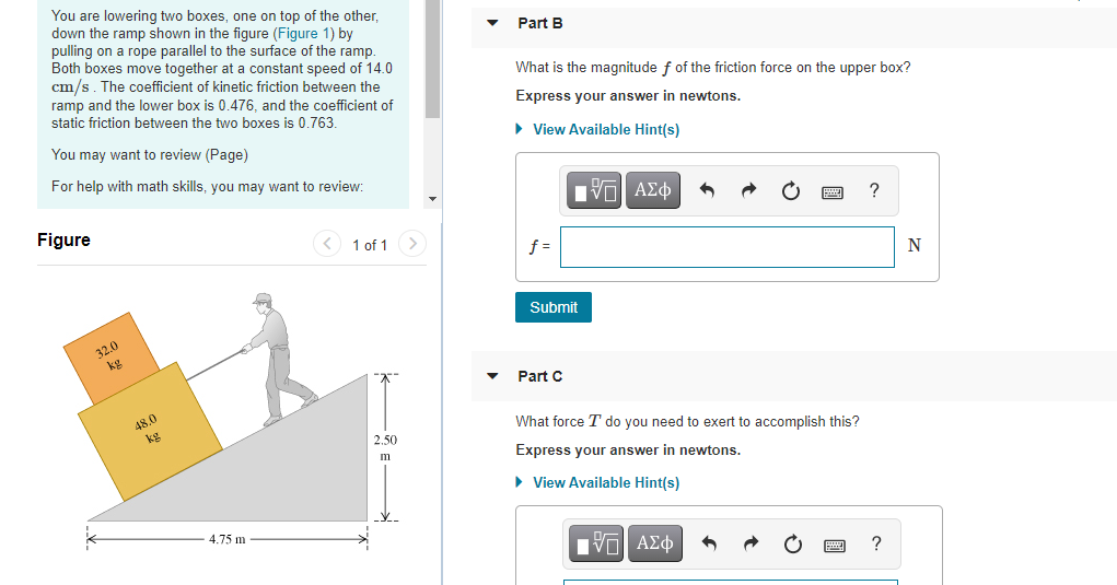 Solved Part B You are lowering two boxes, one on top of the | Chegg.com