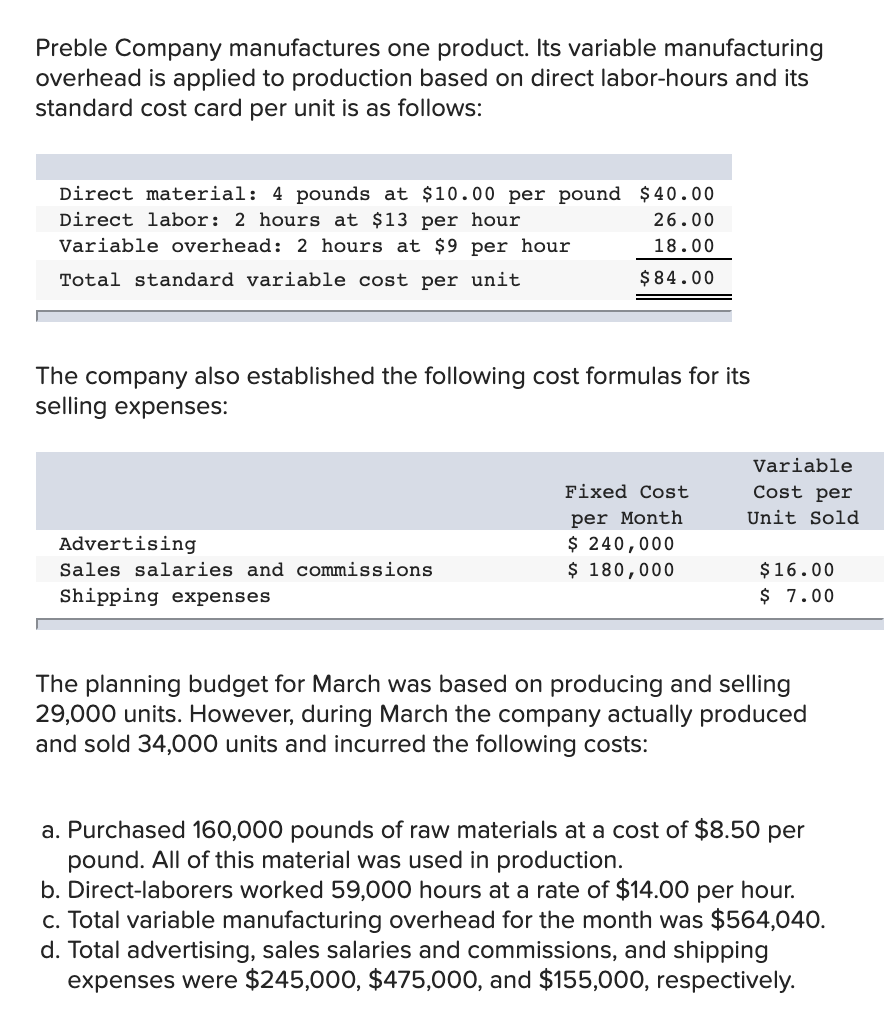 Solved 8. What is the direct labor rate variance for March?