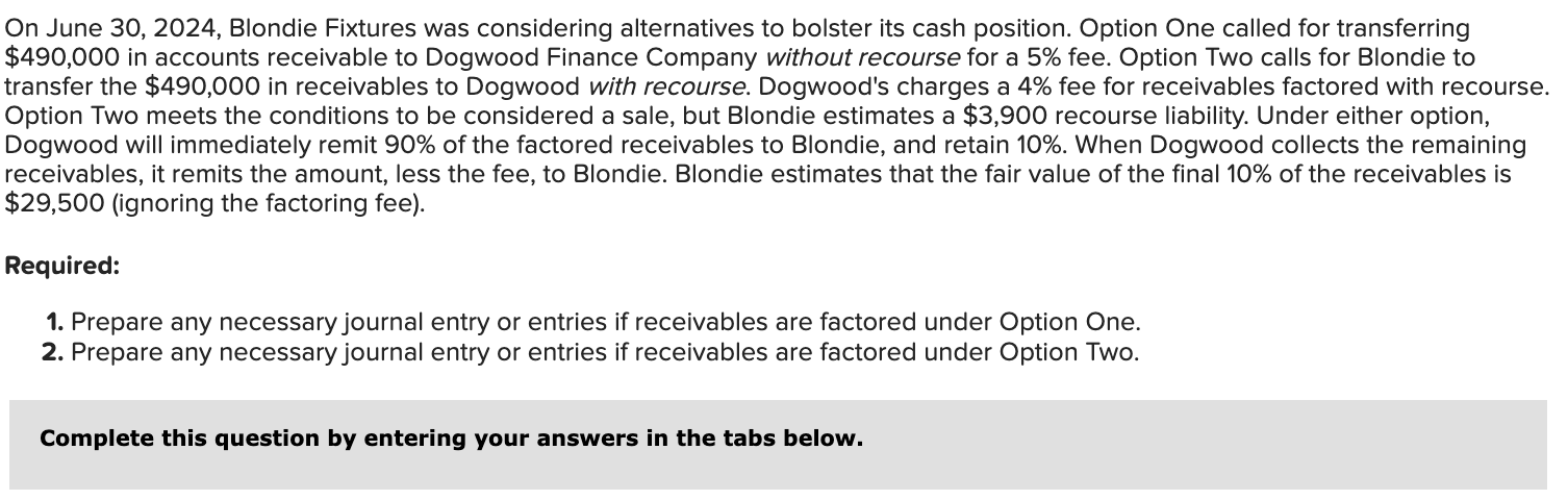 Solved On June 30 2024 Blondie Fixtures Was Considering Chegg Com   Phpe2pIsc