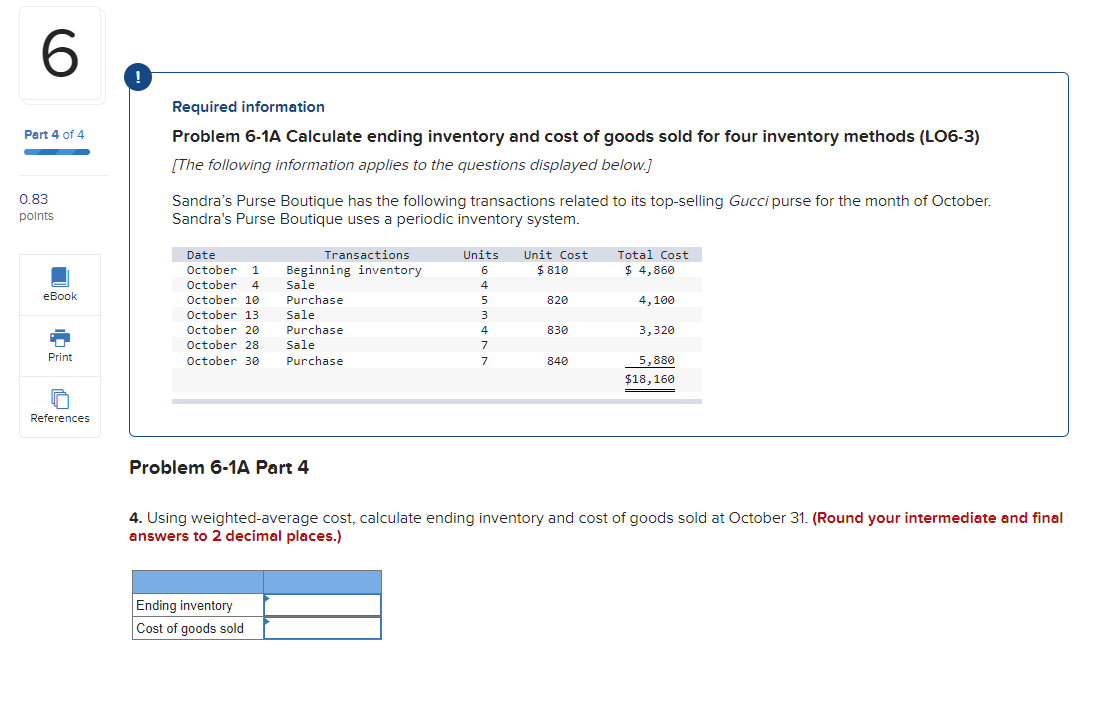 Solved 5 Part 3 of 4 0.83 points eBook Print References ! | Chegg.com
