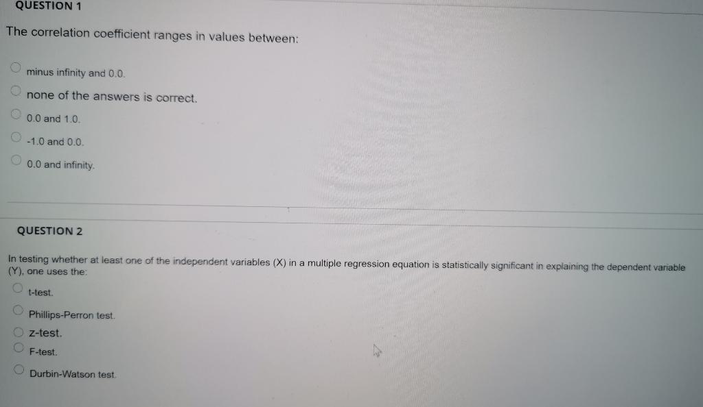 Solved QUESTION 1 The correlation coefficient ranges in | Chegg.com