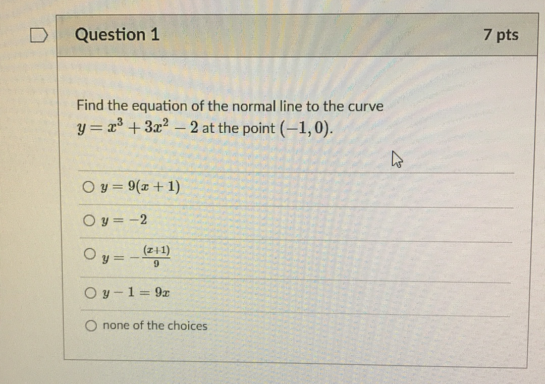 Solved Question 1 7 pts Find the equation of the normal line | Chegg.com